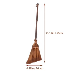 Kids Broom Toy Natural Straw Broom Wooden Handle Broom for Indoor Outdoor Daily Floors Cleaning Tool