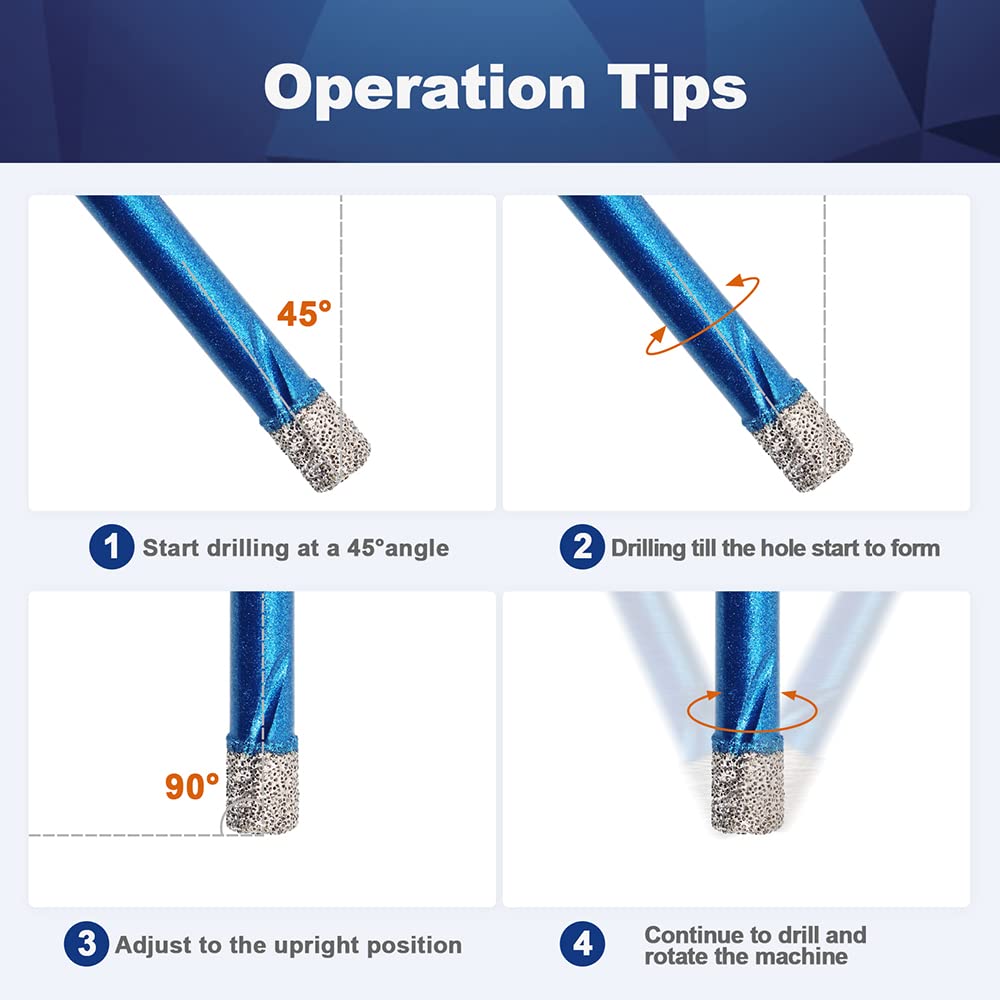 Diamond Drill Bit 16mm,BRSCHNITT 2pcs/Pack 5/8 Inch Diamond Hole Saw Drill Bit for Porcelain Tile Ceramic Stone Granite Marble,Hex Shank Dry Drilling Diamond Core Drill Bit Set