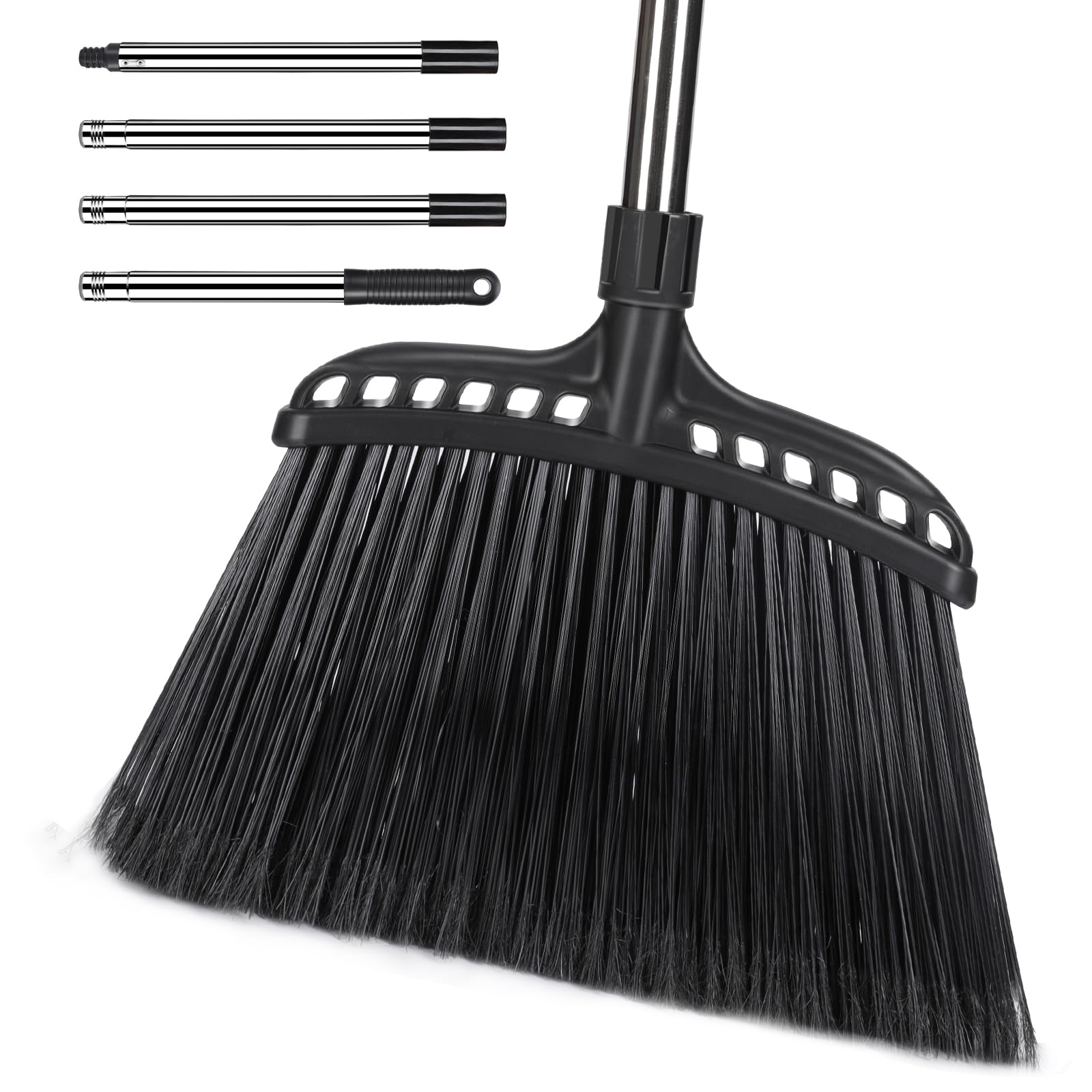 Nolopau Outdoor/Indoor Broom for Floor Cleaning,55.9 Inches Heavy-Duty Brooms,Commercial Angle Broom with Long Handle for Indoor Kitchen Office Lobby Sweeping