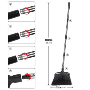 Nolopau Outdoor/Indoor Broom for Floor Cleaning,55.9 Inches Heavy-Duty Brooms,Commercial Angle Broom with Long Handle for Indoor Kitchen Office Lobby Sweeping
