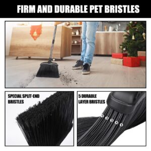 Nolopau Outdoor/Indoor Broom for Floor Cleaning,55.9 Inches Heavy-Duty Brooms,Commercial Angle Broom with Long Handle for Indoor Kitchen Office Lobby Sweeping