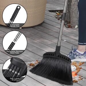 Nolopau Outdoor/Indoor Broom for Floor Cleaning,55.9 Inches Heavy-Duty Brooms,Commercial Angle Broom with Long Handle for Indoor Kitchen Office Lobby Sweeping