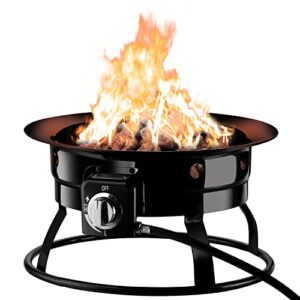 outdoor propane gas fire pit,19" and 58,000 btu fire pit bowl with self lgniter, portable for camping, black