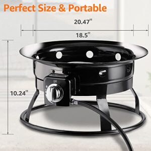 Outdoor Propane Gas Fire Pit,19" and 58,000 BTU Fire Pit Bowl with Self Lgniter, Portable for Camping, Black