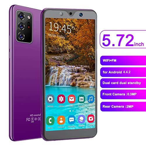 ciciglow Dual Sim Unlocked Cell Phones, High‑Definition Cameras Unlocked Cell Phone Note30 Plus Unlocked Smartphones for Android 4.4.2 854X480 Resolution 512MB+4GB(Purple)