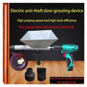 Mortar Grout Gun HOUBYU Portable Cement Caulking Gun Pointing Grouting Caulking with 9 Nozzles (Without Electric Drill)