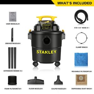 Stanley Wet Dry Vacuum, 5 Gallon Shop Vacuum with Blower, 4 Peak HP 3 in 1 Multifunctional Vacuum Cleaner for Home, Jobsite, Garage, Basement, Model: SL18115P