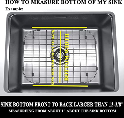 Alonsoo Sink Grid Sink Protectors 26" x 14 1/8" W, Kitchen Sink Grid Centered Drain with Corner Radius 3-1/2", Stainless Steel Sink Rack Kitchen Sink Protector, Sink Bottom Rack