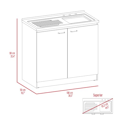 Tuhome Napoles Utility Sink with Cabinet, Double Door, One Shelf -White