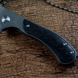 twosun D2 Satin Blade TC4 Titanium Carbon Fiber Handle Folding Hunting Knife TS388