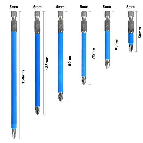 Aleric Magnetic Anti-slip Drill Bit - PH2 Bits Set,Anti Slip Screw Extractor and Magnetic Screwdriver Bit Set,S2 Alloy Steel Magnetic Screw Bits Hand Tools 7Pcs,Electric Cross Single double head Bits