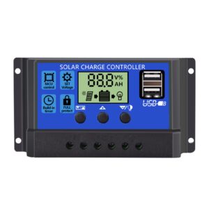 werchtay 30a solar charge controller 12v/ 24v solar panel charge controller intelligent regulator with 5v dual usb port display adjustable parameter lcd display and timer setting on/off hours