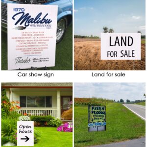 Blank Yard Signs With Stakes 17x12 Inches, Outdoor Corrugated Plastic Board For Estate Garage Yard Sale Signs, Diy Lawn Ground Signs, 6pcs Make Outside Sign Kit White