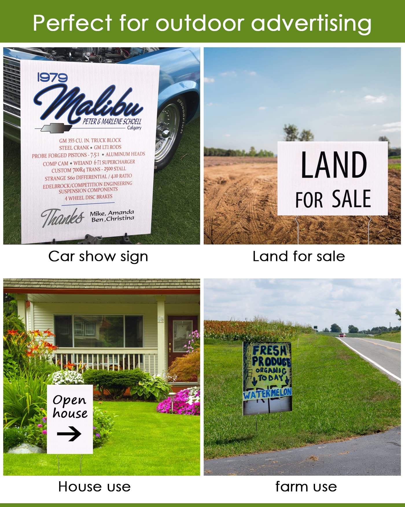 Blank Yard Signs With Stakes 17x12 Inches, Outdoor Corrugated Plastic Board For Estate Garage Yard Sale Signs, Diy Lawn Ground Signs, 6pcs Make Outside Sign Kit White