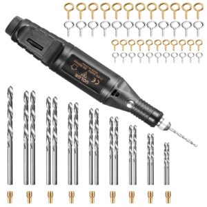 uolor electric corded hand drill kit, pin vise set with 17pcs twist drill bit, 10pcs collet and 200pcs screw eye pin for resin wood plastic polymer clay keychain pendant earring jewelry making - uolor