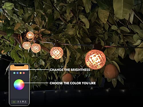 Solatec Led Smart String Lights, Shatterproof 25 RGBW Bulbs Color Changing IP65 Waterproof Light App Control with DIY Color Scenes, Music Modes, Bluetooth 21.2ft Globe Lights for Backyard Porch