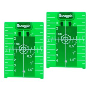 magpie laser target card plate - enhanced visibility and accuracy with magnetic super-slim plates, measurement scale in both inches and centimeters, designed for both red and green laser devices