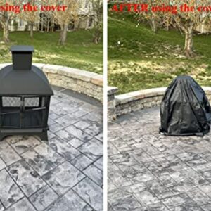 UCARE Outdoor Steel Patio Fireplace Cover Waterproof 420D Oxford Square Hexagon Pagoda Fire Pit Fireplace Dust Covers with Drawstring