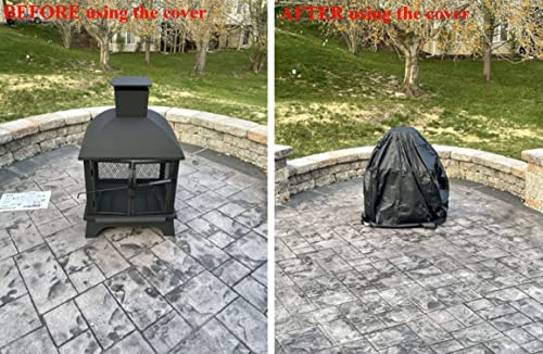 UCARE Outdoor Steel Patio Fireplace Cover Waterproof 420D Oxford Square Hexagon Pagoda Fire Pit Fireplace Dust Covers with Drawstring