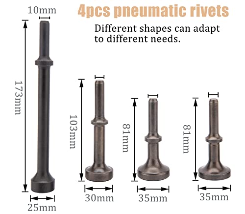 KELEN Air Hammer Smoothing Bit, Smoothing Hammer Bit, Air Hammer Drill 0.401 Smooth Pneumatic Air Hammer Pneumatic Chisel Drill Bit Kit 5 Sets