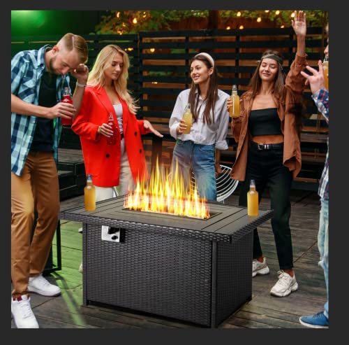 IncreKid 54 inch Gas Fire Pit Table, 55000 BTU CSA Approved Rectangular Outdoor Propane Fireplace, W/Aluminum Tabletop Cover Lid, Auto Ignition, for Garden Courtyard Backyard Deck Poolside Party