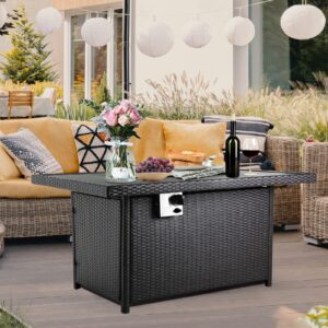 IncreKid 54 inch Gas Fire Pit Table, 55000 BTU CSA Approved Rectangular Outdoor Propane Fireplace, W/Aluminum Tabletop Cover Lid, Auto Ignition, for Garden Courtyard Backyard Deck Poolside Party