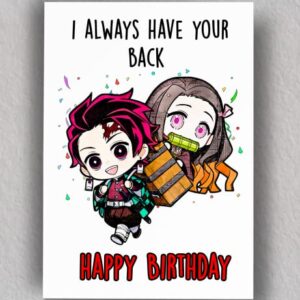 I Always Got Your Back Birthday Card | Anime Greeting Card | Anime Gifts | Birthday Gift for Anime Fan | Blank Card