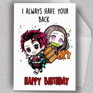 I Always Got Your Back Birthday Card | Anime Greeting Card | Anime Gifts | Birthday Gift for Anime Fan | Blank Card