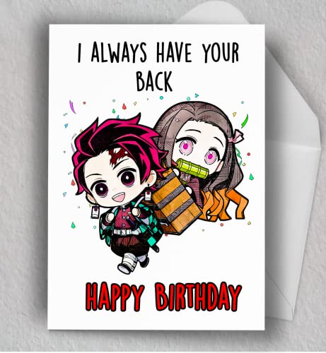 I Always Got Your Back Birthday Card | Anime Greeting Card | Anime Gifts | Birthday Gift for Anime Fan | Blank Card