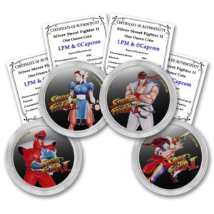 2021 set of (4) 1 oz silver fiji street fighter 30th anniversary coins (vega - chun-li - m bison - ryu) brilliant uncirculated (in capsule) with certificates of authenticity 50c bu