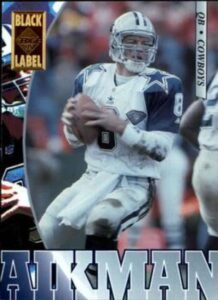 1995 collector's edge black label #50 troy aikman dallas cowboys official nfl football trading card in raw (nm or better) condition