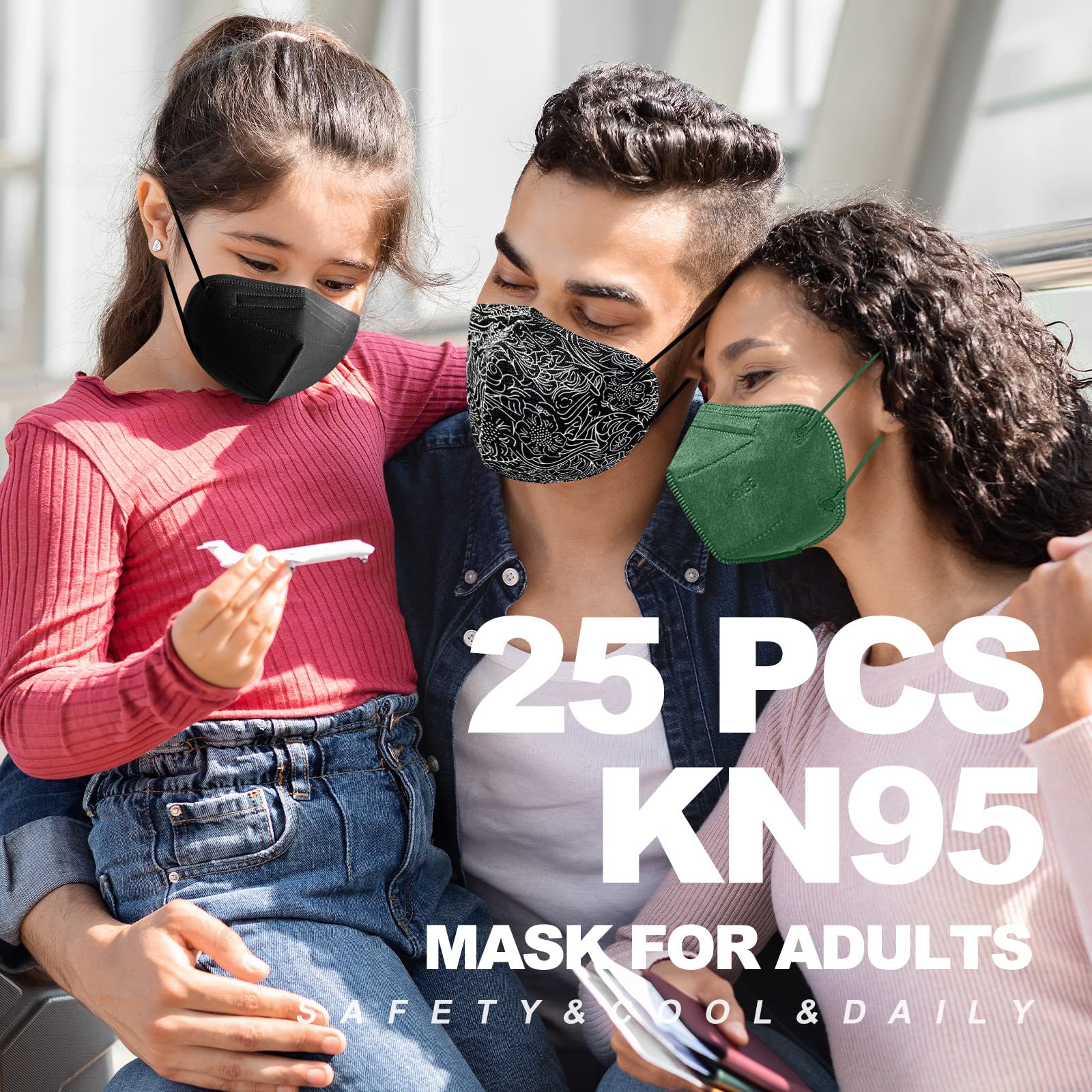 KN95 Face Masks, KN95 Mask, 25 Pack Individually Wrapped KN95 Face Masks, 5 layer Colorful KN95 Masks with Designs for Adults Women Men Teen Workout Outdoor