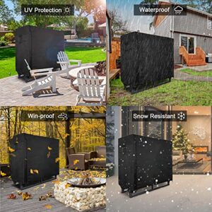 LBW Firewood Rack Cover Outdoor 4ft Heavy Duty Wood & Log Rack Cover 600D Waterproof Fireplace Cover for Log Rack Black Firewood Holder Cover with Zipper and Handle , 47.68 "H x 23.2 "W x 43.3 "L