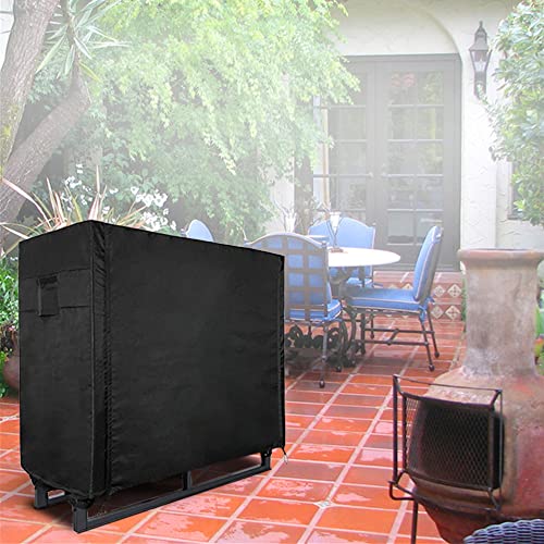 LBW Firewood Rack Cover Outdoor 4ft Heavy Duty Wood & Log Rack Cover 600D Waterproof Fireplace Cover for Log Rack Black Firewood Holder Cover with Zipper and Handle , 47.68 "H x 23.2 "W x 43.3 "L