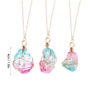 Obeon Natural irregularity Rainbow Stone Natural Crystal Rock Necklace Golden Chain Plated Quartz Pendant Unique Jewelry Gift (1PC) Multicolor