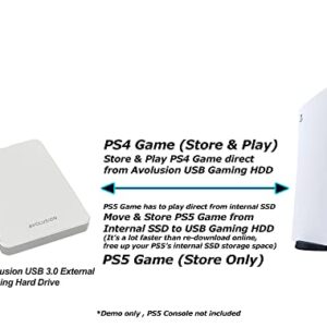 Avolusion HD250U3-Z1-PRO-WH 1TB USB 3.0 Portable External Gaming Hard Drive - White (for PS5 / PS4, Pre-Formatted) - 2 Year Warranty