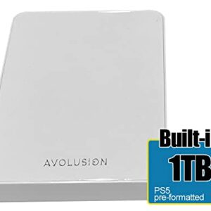 Avolusion HD250U3-Z1-PRO-WH 1TB USB 3.0 Portable External Gaming Hard Drive - White (for PS5 / PS4, Pre-Formatted) - 2 Year Warranty