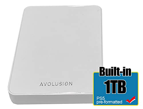 Avolusion HD250U3-Z1-PRO-WH 1TB USB 3.0 Portable External Gaming Hard Drive - White (for PS5 / PS4, Pre-Formatted) - 2 Year Warranty