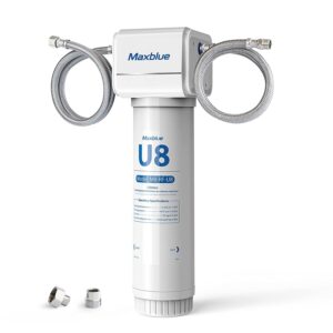maxblue u8-st under sink water filter system, 2 years high capacity, reduces lead, chlorine, heavy metals, bad taste & odor, under counter water filter direct connect to kitchen faucet, usa tech
