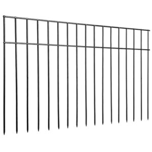 adavin small/medium animal barrier fence 10 pack 24in(l) x 15in(h) underground decorative garden fencing, dog rabbits fences black metal fence panel ground stakes for outdoor patio. total length 20ft