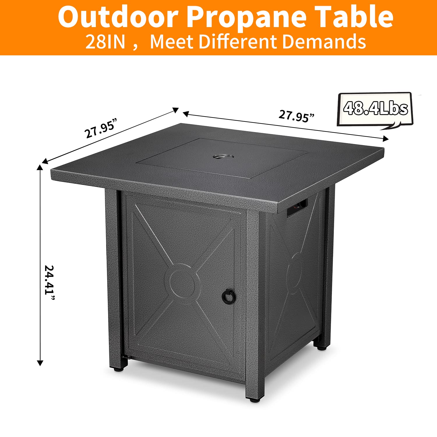 R.W.FLAME 28'' Fire Pit Table,Propane Fire Pit Table,41000BTU,propane fire pit,Portable Outdoor Fire Pit with Lava Racks,Lid & Rain Cover.Smokeless Gas Fire Pit Table for Outside Paito/Garden/Backyard