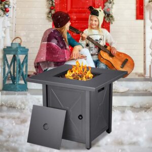 R.W.FLAME 28'' Fire Pit Table,Propane Fire Pit Table,41000BTU,propane fire pit,Portable Outdoor Fire Pit with Lava Racks,Lid & Rain Cover.Smokeless Gas Fire Pit Table for Outside Paito/Garden/Backyard