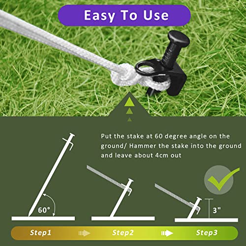 Heavy Duty Steel Tree Stake Kits,Tree Staking and Supports Kits for Young Trees Against Bad Weather, Include 3 PCS Tree Straps for Staking, 3 PCS 11.8 Inch Tree Stakes and 31.2 Feet Rope for Anchoring