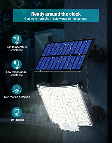 MPJ Solar Light for Outdoor, 106 LED Solar Light Outdoor with Motion Sensor, IP65 Waterproof, 120° Lighting Angle, Solar Wall Light for Garden with 16.5 ft Cable