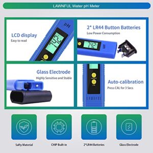 Water pH Meter and TDS Meter, LAWNFUL pH and 3 in 1 TDS&EC Water Tester Combo, Turbidity Meter, ±0.01 pH Accuracy ±2% F.S Accuracy TDS/EC/Temperature Meter, Pen Type and Handheld, PPM Meters