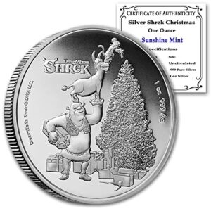 2021 1 oz silver fiji shrek christmas xmas coin brilliant uncirculated with a certificate of authenticity 50c bu