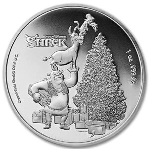 2021 1 oz Silver Fiji Shrek Christmas Xmas Coin Brilliant Uncirculated with a Certificate of Authenticity 50c BU