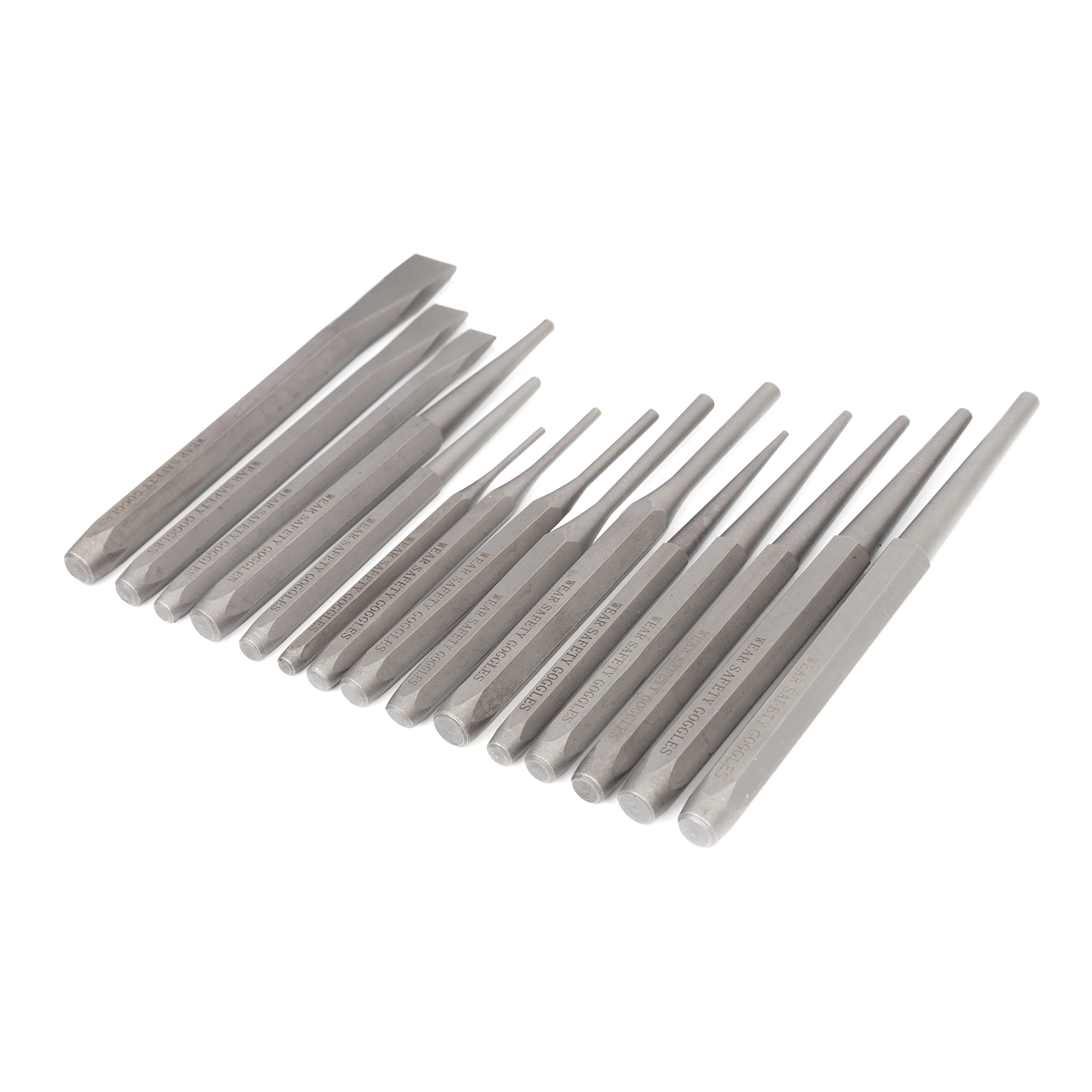 NEIKO 02626A Punch and Chisel Set | 16 Piece | Cold Chisels, Taper, Pin & Center Punches | Chrome Vanadium Steel | Roll Up Pouch | Chisel Tip Gauge | Ground and Polished | Tapered Striking Head