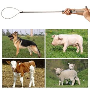 PAULOZYN Stainless Steel Hog Pig Catcher Pole ​Holder Control Tool Heavy Duty for Dog Pig Animals Swine Livestock