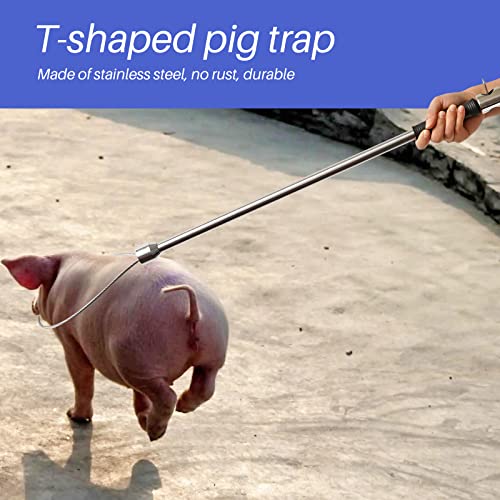 PAULOZYN Stainless Steel Hog Pig Catcher Pole ​Holder Control Tool Heavy Duty for Dog Pig Animals Swine Livestock